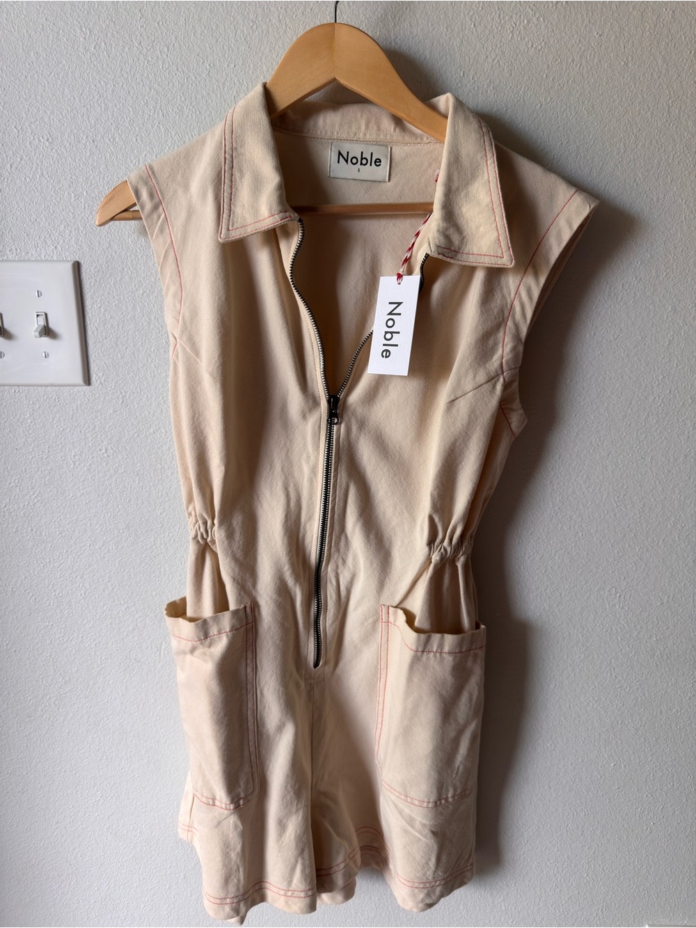 Noble Cream Tank Zip-Front Jumpsuit